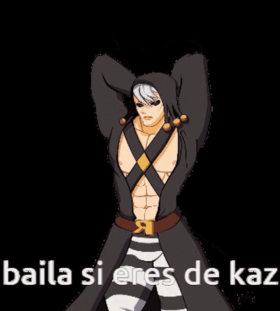 a cartoon of a man with the words baila si eres de kaz written below him