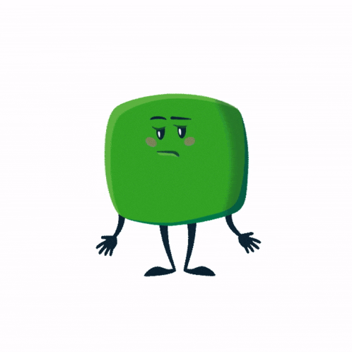 a green cartoon character with arms and legs has an angry face