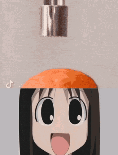 a cartoon girl with a red flower on her head and a tiktok logo in the corner