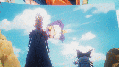 a cartoon drawing of a man in a cape standing next to a cat