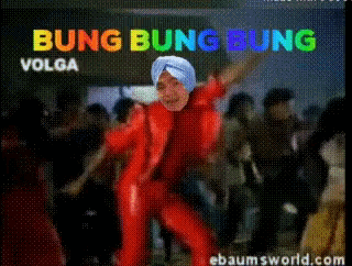 a bunch of people are dancing in a video that says bung bung bung