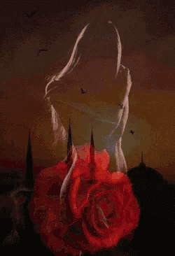 a woman is holding a light bulb with smoke coming out of it in front of her face
