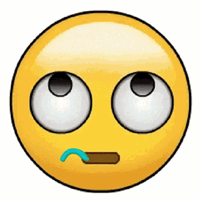 a yellow smiley face with big eyes and a tongue sticking out .
