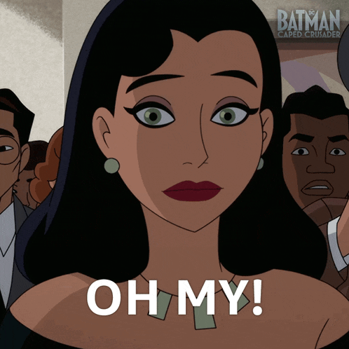 a cartoon of a woman with the words oh my on her face