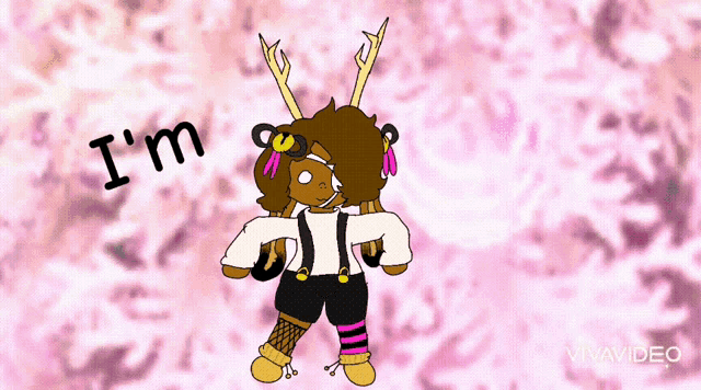 a drawing of a girl with antlers and the words i 'm
