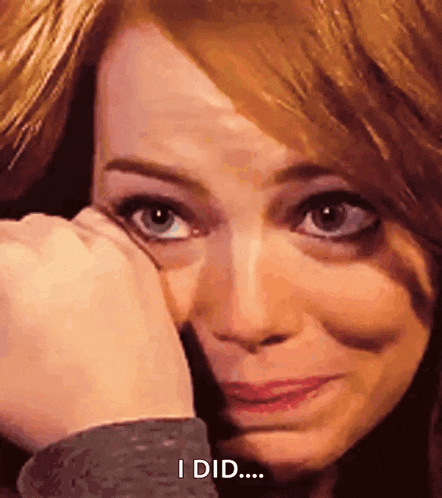 a woman is crying and covering her face with her hand and says `` i did ... ''
