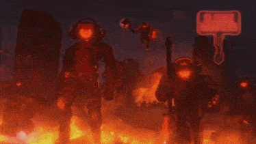 a group of soldiers are standing in front of a glowing sign that says silence missions