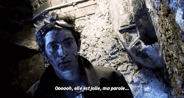 a man with sunglasses on his head says oooooooh elle est jolie ma parole