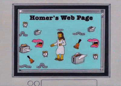 homer simpson 's web page is shown on a computer monitor