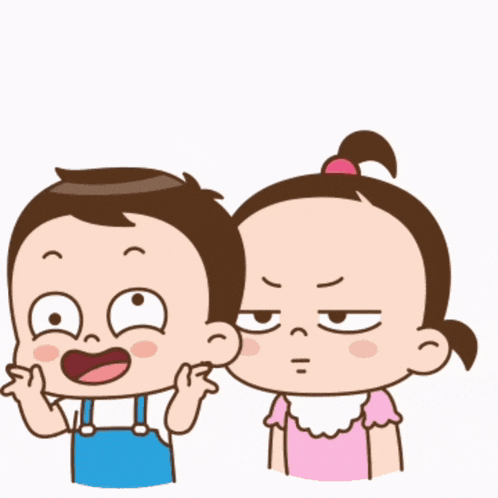 a boy and a girl are standing next to each other with the word obv above them