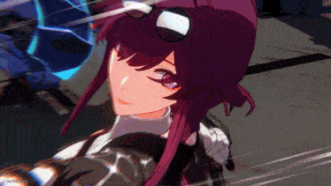 a girl with purple hair and glasses is in a video game ..
