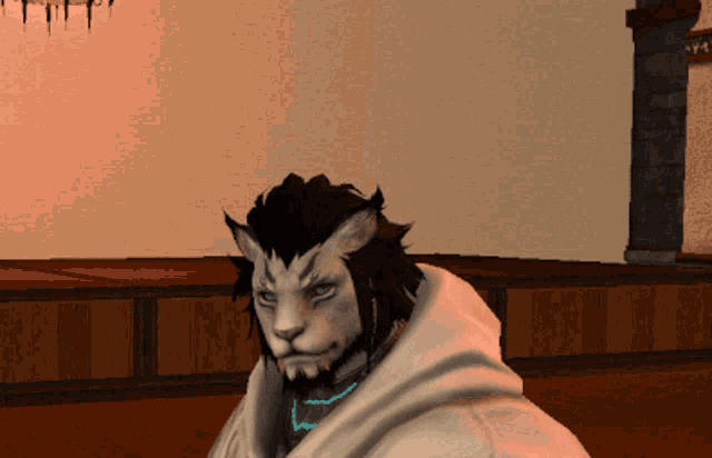 a computer generated image of a man with a cat 's head