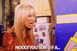 a woman says nooo ! you son of a while sitting in front of a refrigerator
