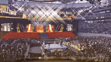 a wrestler 's ring with a banner that says wrestle league
