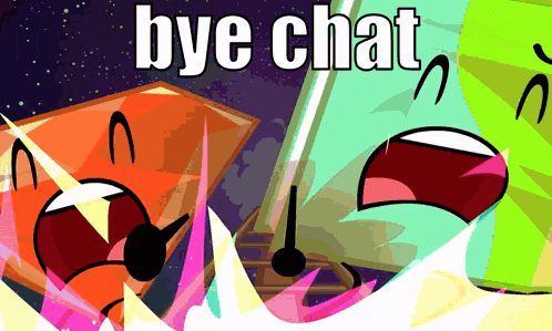 two cartoon characters are fighting with the words bye chat written on the bottom