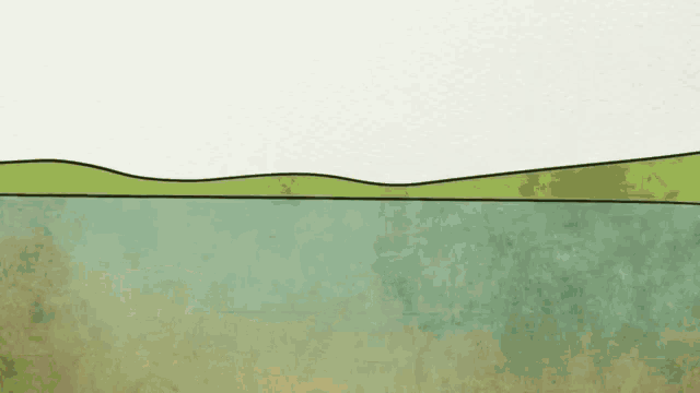 a drawing of a landscape with a hill in the distance