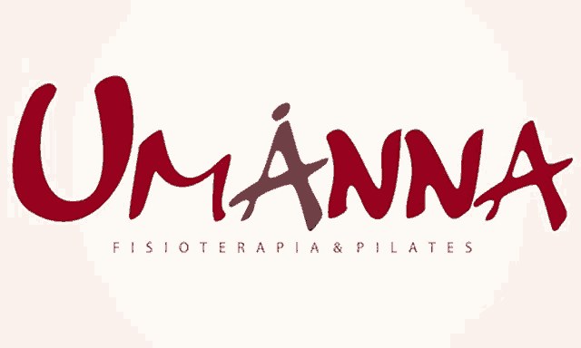 a logo for umanna fisioterapia & pilates in red