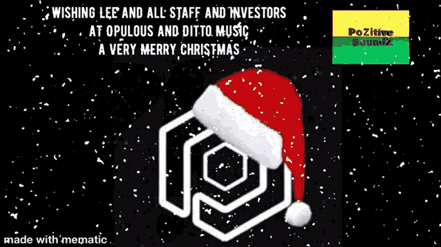 a christmas greeting card with a santa hat and diamonds