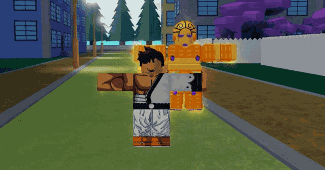 a cartoon character is standing next to a cartoon character in a game