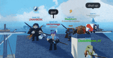 a group of people are playing a game and one of them has the word god on his head
