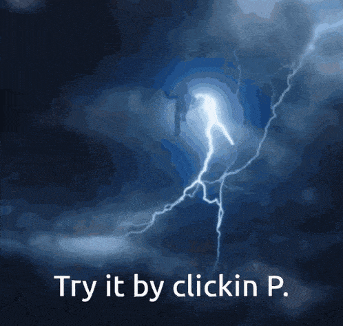 a picture of a lightning bolt with the words try it by clickin p. below it