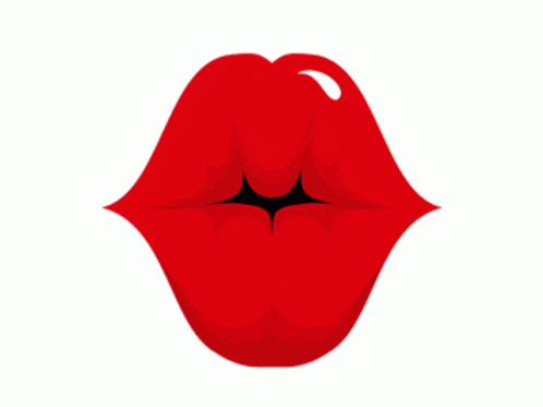 a cartoon drawing of a woman 's red lips with a black lower lip