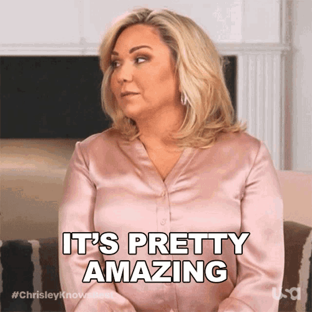 a woman says it 's pretty amazing in a pink shirt