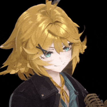 a girl with blonde hair and blue eyes is wearing a leather jacket