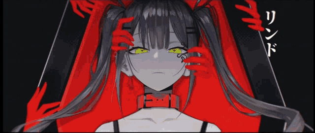 a girl with a choker around her neck has a tattoo on her face that says ' ss '