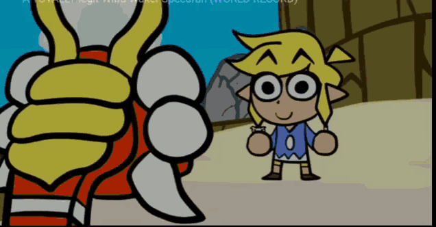a cartoon of a boy giving a thumbs up with the words " world record " on the bottom