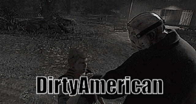 a video game scene with the words dirty american on the bottom right