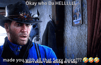a man in a cowboy hat says okay who da hell