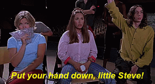 Get Over It Little Steve GIF - Get Over It Little Steve Put Your Hand Down GIFs