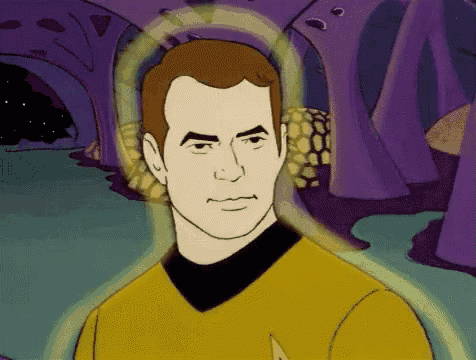 a cartoon drawing of a man in a yellow shirt with a star on his chest