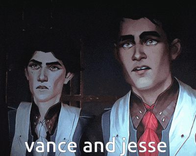 two men are standing next to each other and the words vance and jesse are on the bottom