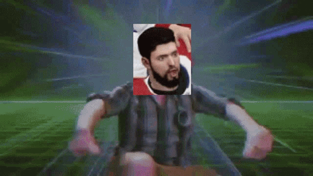a picture of a man with a beard is behind a picture of another man with a beard