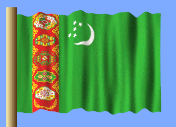 a green and red flag with a crescent moon on it