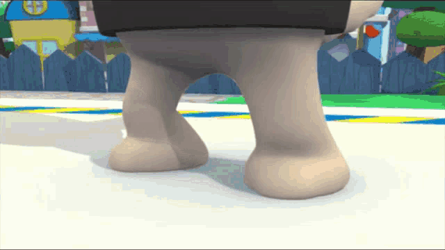 a close up of a cartoon character 's legs