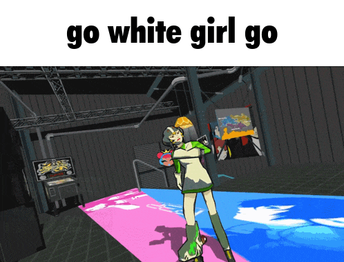 a cartoon of a girl with the words go white girl go