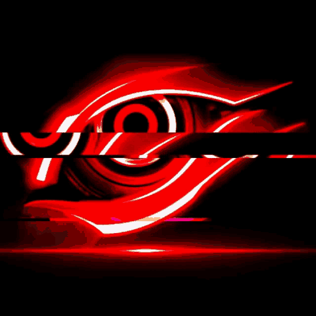 a red eye with a swirl in the middle of it