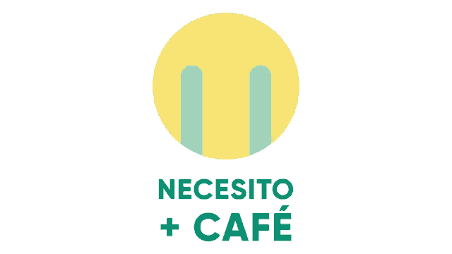 a yellow circle with a crying face and the words necesito cafe below it