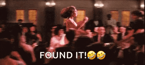 a woman is dancing in front of a crowd with the words found it