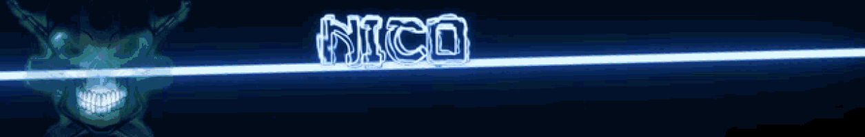 the word nico is on a blue background