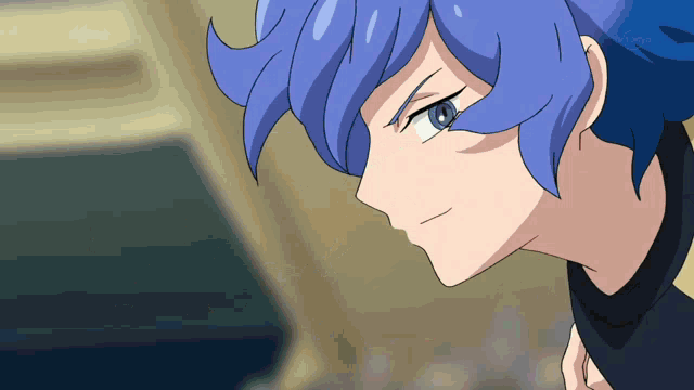 a close up of a blue haired anime character with tokyo tv written on the bottom right
