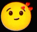 a yellow smiley face with two red hearts on it 's eyebrows