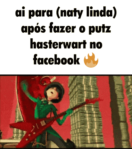a cartoon character playing a guitar with the words ai para ( naty linda ) above him