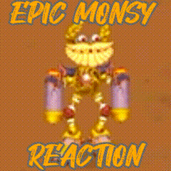 an epic monsy reaction poster with a cartoon monster