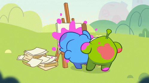 Painting Om Nom GIF - Painting Om Nom Om Nom And Cut The Rope GIFs
