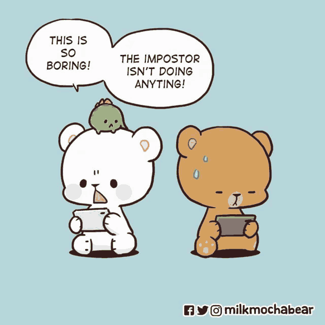 a cartoon of two teddy bears with a speech bubble saying " this is so boring "