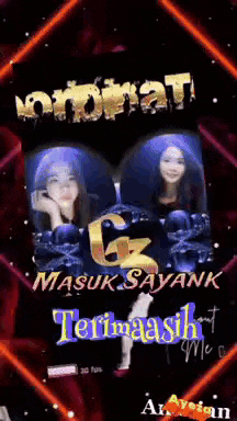 a poster that says masuk sayank terimakasih me on it